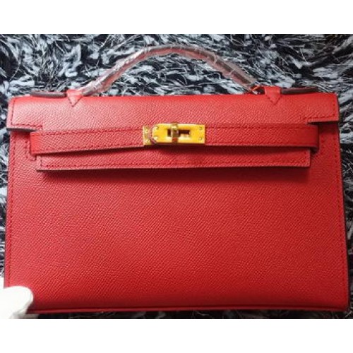 Hermès MINI Kelly 22cm-es Táska Marhabőr K011 Piros