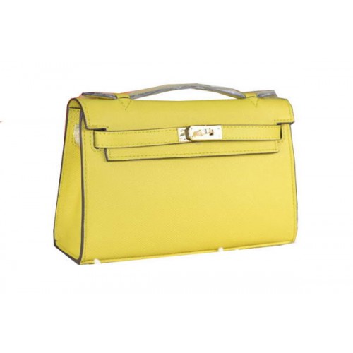 Hermès MINI Kelly 22cm-es Táska Borjúbőr Citrom