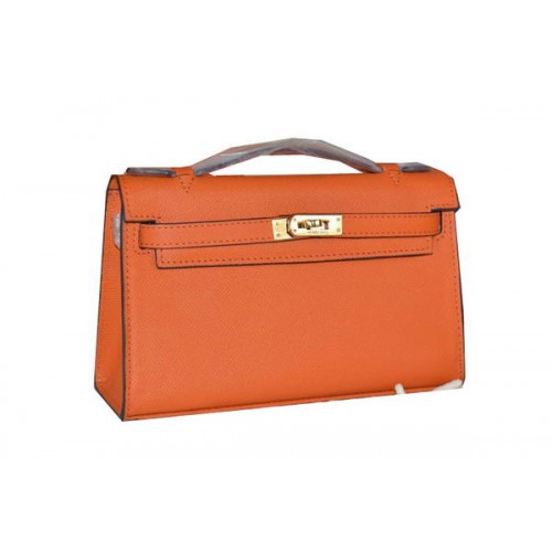 Hermès MINI Kelly 22cm-es Táska Borjúbőr Narancssárga
