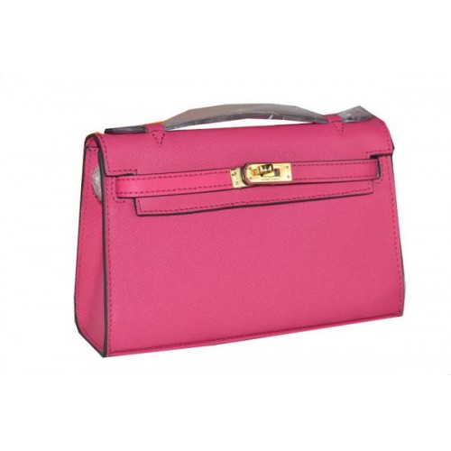 Hermès MINI Kelly 22cm-es Táska Borjúbőr Rózsaszín