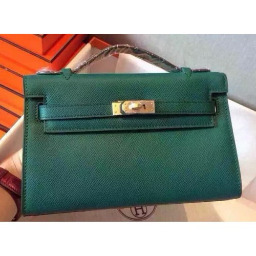 Hermès MINI Kelly 22cm-es Táska Borjúbőr K22 Sötétzöld