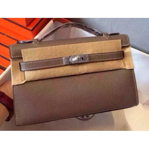 Hermès MINI Kelly 22cm-es Táska Borjúbőr K22 Szürke