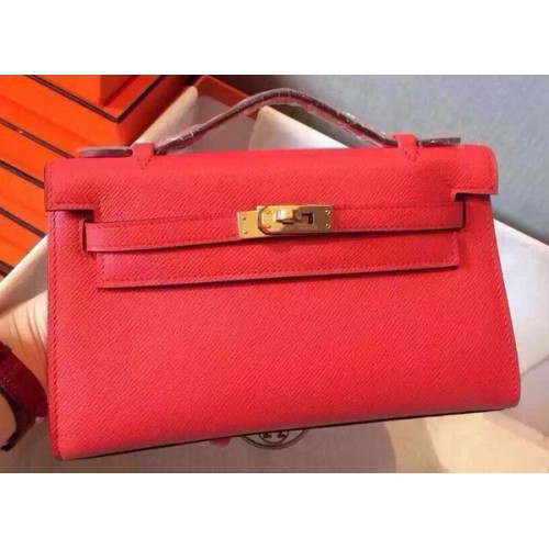 Hermès MINI Kelly 22cm-es Táska Borjúbőr K22 Piros