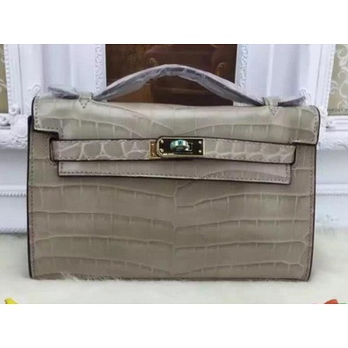 Hermès MINI Kelly 22cm-es Krokodilbőr KL22 Szürke Szállítás