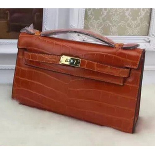 Hermès MINI Kelly 22cm-es Krokodilbőr KL22 Narancssárga Szállítás