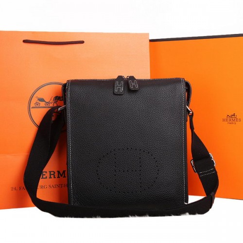 Hermès Eredeti Marhabőr Messenger Táska M86681 Fekete