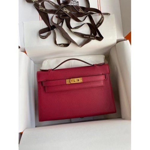Hermès Eredeti Epsom Bőr KEL2278 Lila és Arany Tónusú Fém