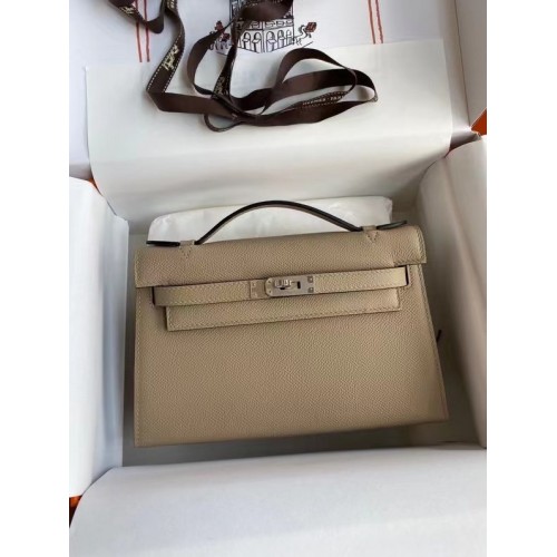 Hermès Eredeti Epsom Bőr KEL2278 Szürke&Ezüst Tónusú Fém