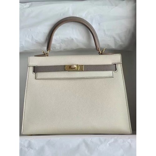 Hermès Eredeti Epsom Bőr KEL2578 krémszürke