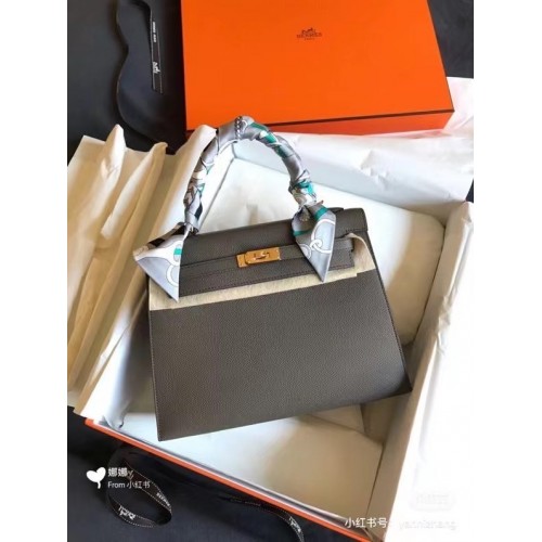 Hermès Eredeti Epsom Bőr KEL2578 sötétszürke