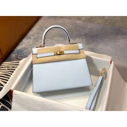 Hermès Eredeti Epsom Bőr KEL2578 világoskék