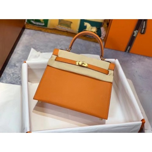 Hermès Eredeti Epsom Bőr KEL2578 narancssárga