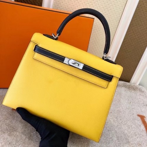 Hermès Eredeti Epsom Bőr KEL2578 sárga&fekete