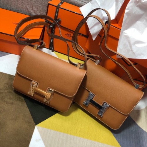 Hermès Eredeti Espom Bőr Constance Táska 5333 barna