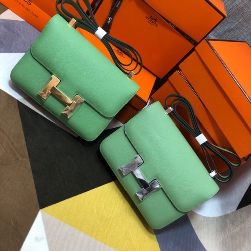 Hermès Eredeti Espom Bőr Constance Táska 5333 világoszöld