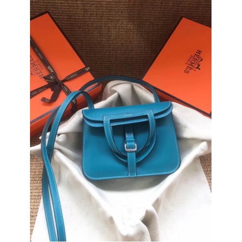 Hermès Eredeti Halzan mini táska H069523 kék zanzibár