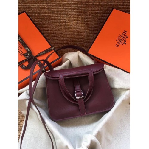 Hermès Eredeti Halzan mini táska H069523 bordó