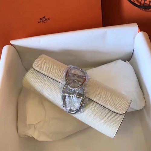 Hermès Eredeti Gyík Bőr Teddy Táska 17726 Törtfehér