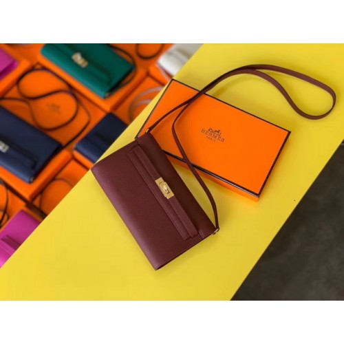 Hermès Eredeti Kelly Espom Bőr Táska H4087 Burgundia