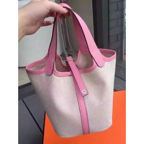 Hermès Picotin Zárral 18 cm-es Táska Vászon HPL8618T Sakura