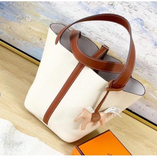 Hermès Picotin Zár 22cm-es Táska Licsi Bőr HPT88 Fehér