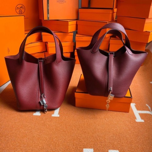 Hermès Picotin Zár Táska Eredeti Togo Bőr PL3388 Bordó