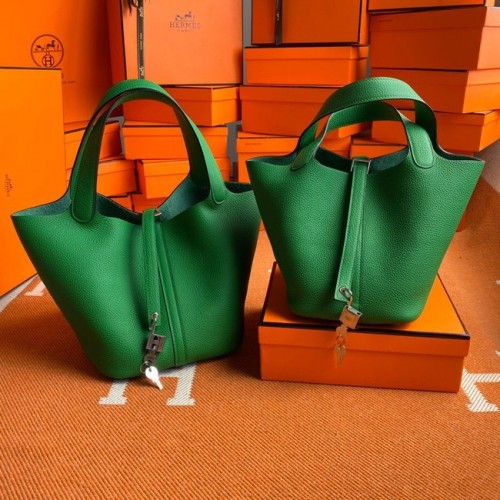 Hermès Picotin Zár Táskák Eredeti Togo Bőr PL3388 zöld