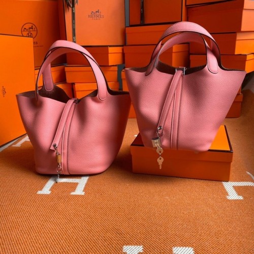 Hermès Picotin Zár Táskák Eredeti Togo Bőr PL3388 Rózsaszín