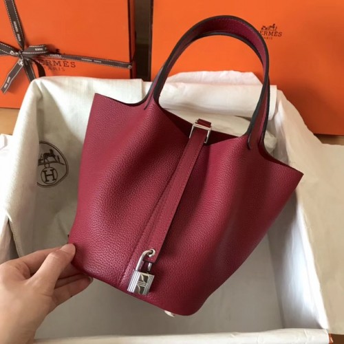 Hermès Picotin Lock PM Táska Eredeti Bőr H8688 Bordó
