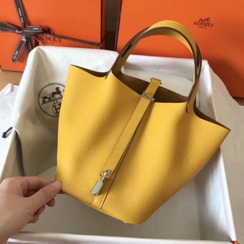 Hermès Picotin Lock PM Táska Eredeti Bőr H8688 Sárga