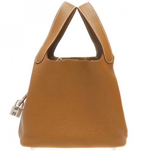 Hermès Picotin zár PM Taurillon Clemence bőr ezüst szerelvényekkel arany