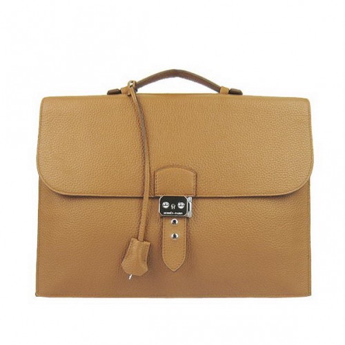 Hermès Sac Depeche 38 cm-es Aktatáska Clémence Camel
