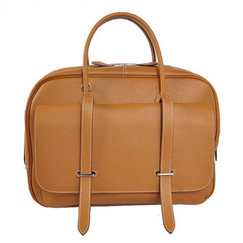 Hermès Steve 38CM Utazótáska Clemence Bőr Teveszín
