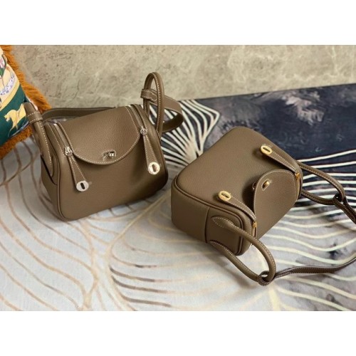 Hermès mini Lindy Eredeti Togo Bőr Táska RÉGI19 szürke