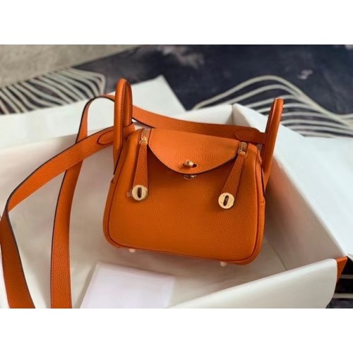 Hermès mini Lindy Eredeti Togo Bőr Táska OLD19 narancssárga