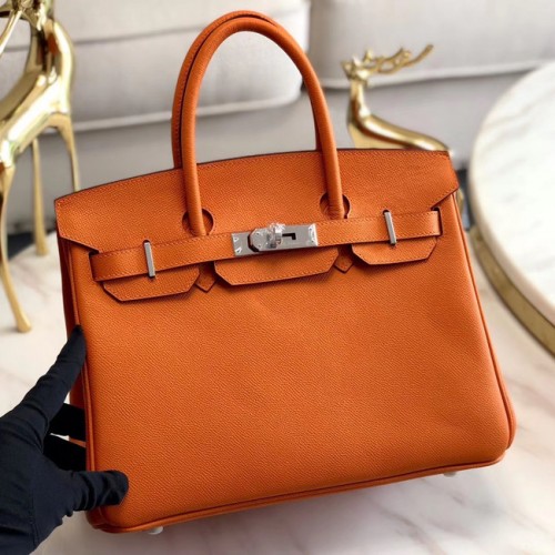 Hermès eredeti Epsom bőr HB35O narancssárga és ezüst fém