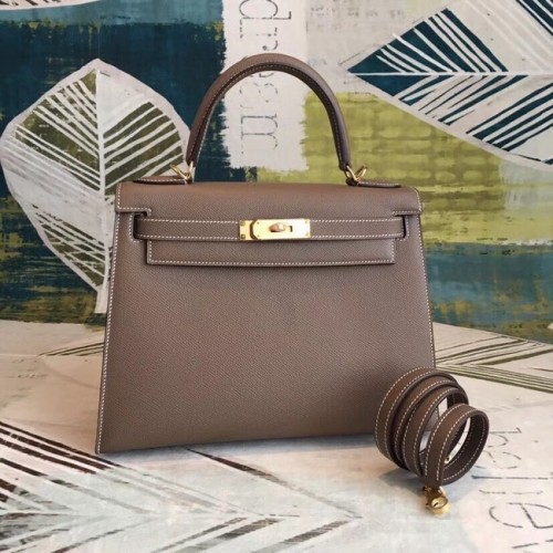 Hermès eredeti Kelly Epsom bőr KL32 sötétszürke