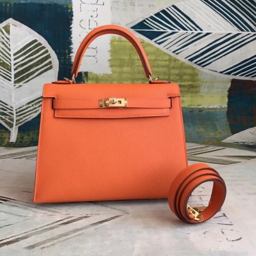 Hermès eredeti Kelly Epsom Bőr KL32 narancssárga
