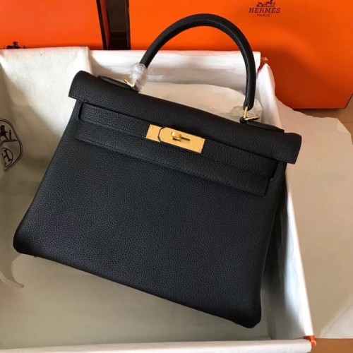 Hermès eredeti Togo bőr Kelly táska KL320 fekete