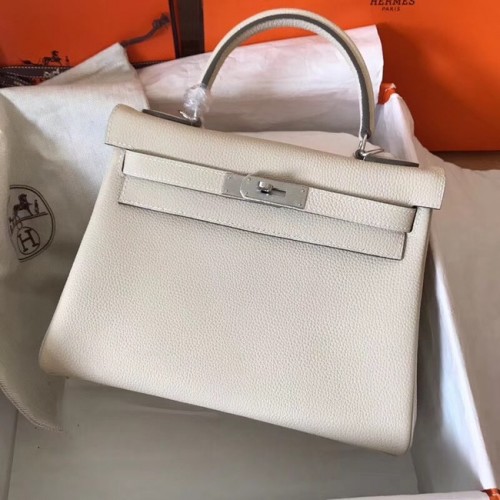 Hermès eredeti Togo bőr Kelly táska KL320 krémszínű