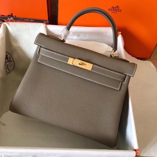 Hermès eredeti Togo bőr Kelly táska KL320 sötétszürke