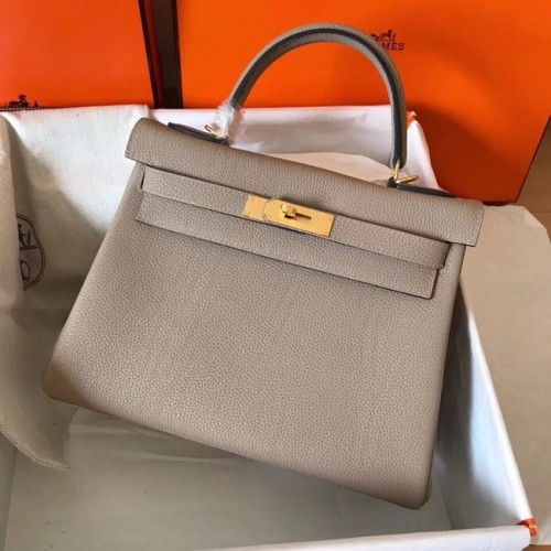 Hermès eredeti Togo bőr Kelly táska KL320 szürke