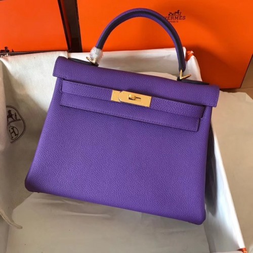 Hermès eredeti Togo bőr Kelly táska KL320 lila