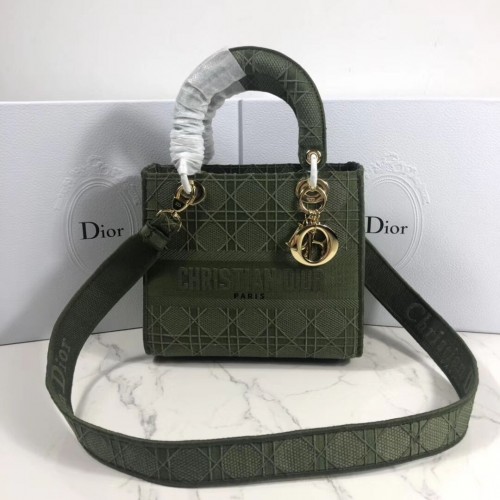 LADY DIOR HÍMZETT VÁSZON TÁSKA C4532 Feketészöld