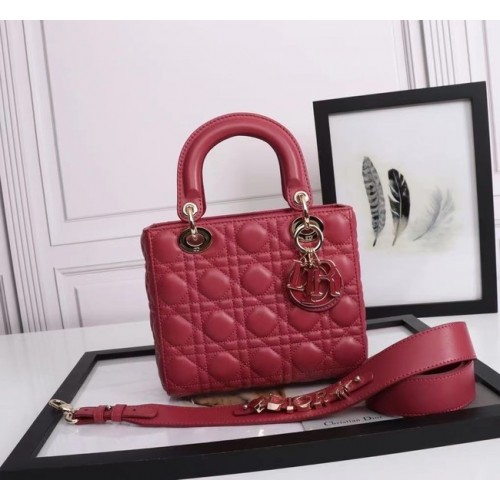 LADY DIOR MY ABCDIOR TÁSKA Cannage Báránybőr M0538E piros