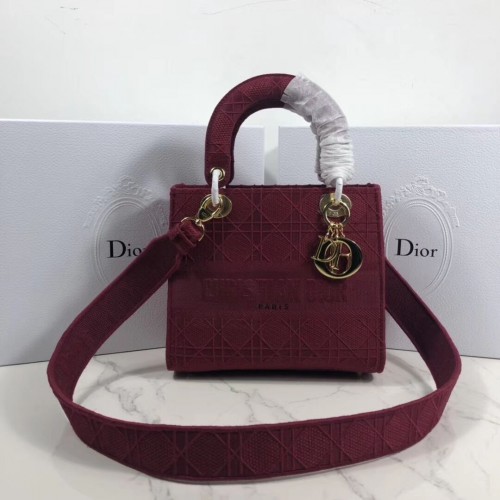 LADY DIOR HÍMZETT VÁSZON TÁSKA C4532 BORDEAUX