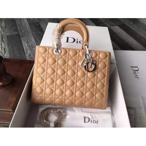 Lady Dior Táska Eredeti Báránybőr Középső Táska CD6323 Sárgabarack