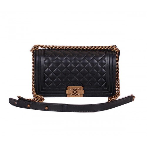 Le Boy Chanel Flap Válltáska Fekete Báránybőr CHA67086 Arany