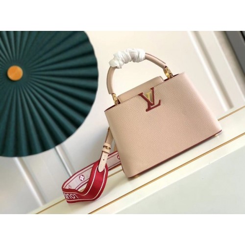 Louis Vuitton CAPUCINES BB M59266 Eggshell&Lie de Vin Red