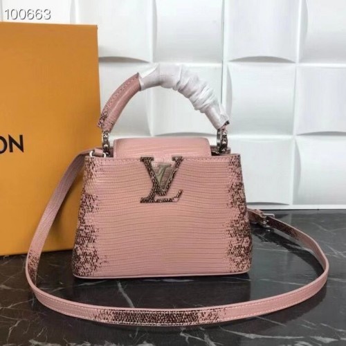 Louis Vuitton CAPUCINES PM Eredeti Gyík Bőr Táska M52386 Rózsaszín
